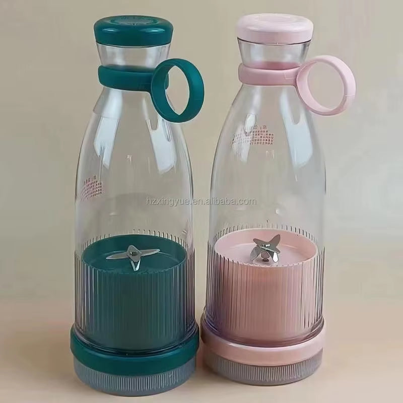 USB Rechargeable Portable Blender Juicer 380Ml Compact Smoothie Maker for Fruits Vegetables Quiet Cordless Mixer with Travel Lid